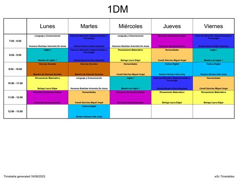 Horario Escolar Matutino Cetis