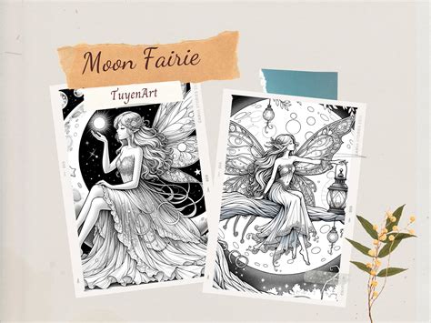 Moon Fairies Coloring Book Fairy Girl Coloring Pages Fantasy Coloring Sheet Instant Download