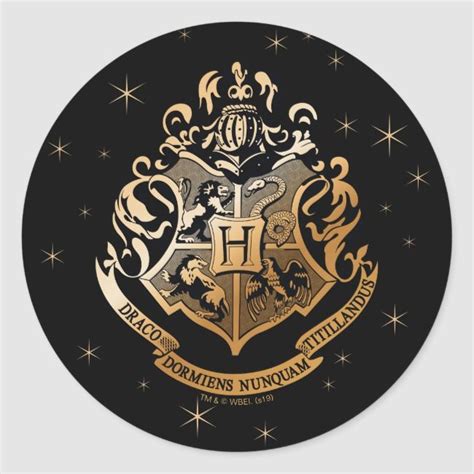 HOGWARTS Glistening Golden Crest Classic Round Sticker Zazzle