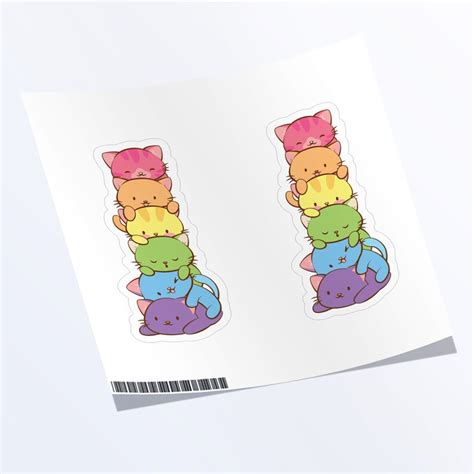 Cute Kawaii Cats Gay Pride Sticker Lgbtq Aesthetic Rainbow Etsy