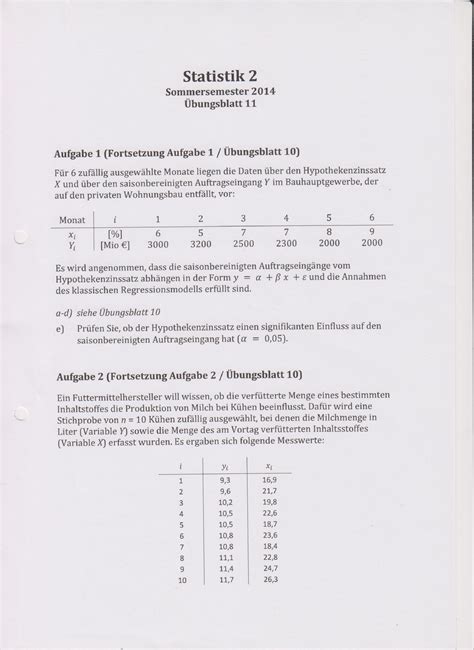 SS 2014 Übungen Statistik II Statistik 2 Sommersemester 2014