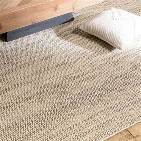 Tapis Rect X Cm En Laine Tiss E Couleur Blanc Et Kaki Quentin