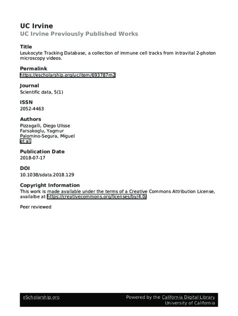 Fillable Online Leukocyte Tracking Database A Collection Of Immune