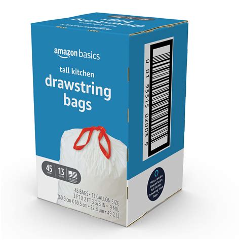 Amazon Basics Tall Kitchen Drawstring Trash Bags 13 G B09CD5T2QN