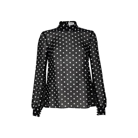Pussy Bow Polka Dot Silk Blouse GINTA Wolf Badger