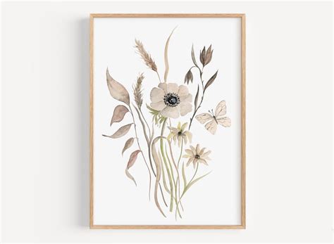 Set Of Wildflower Prints Floral Wall Art Botanical Print Etsy