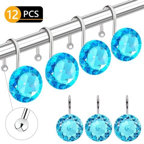 Tripumer Pcs Shower Curtain Hooks Rings Acrylic Decorative Rolling