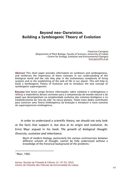 (PDF) Beyond neo-Darwinism. Building a Symbiogenic Theory of Evolution