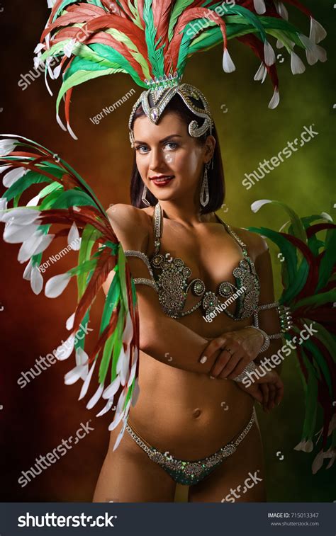 Beauty Brunette Woman Cabaret Suit Rhinestones Stock Photo 715013347 Shutterstock