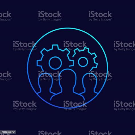 Team Interaction Hr Concept Line Vector Icon Stock Illustration