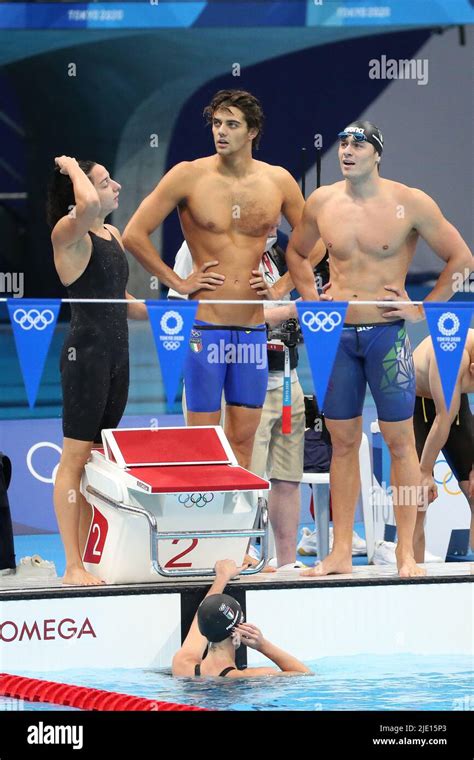 July 31st 2021 Tokyo Japan Team Italy Finished Fourth During The Swimming Mixed 4x100m