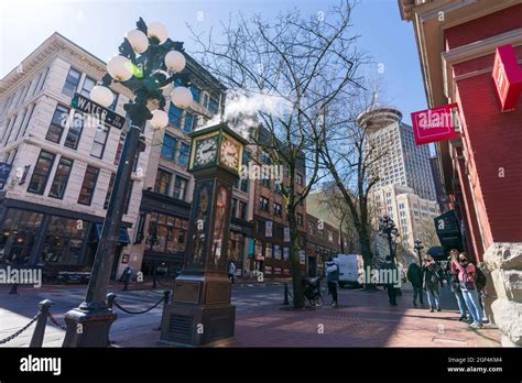 Gastown Steam Clock And Downtown Beautiful Street View Cambie And