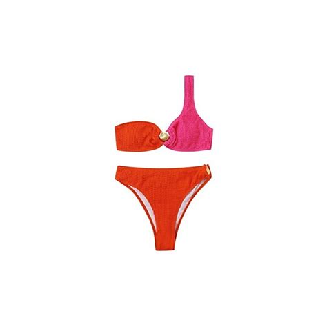 Kouzhaoa Costumi Da Bagno Vita Alta Bikini Culotte Brasiliana Costumi Sportivi Due Pezzi Bikini