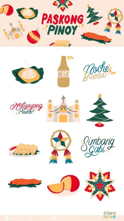 Paskong Pinoy Filipino Sticker Pack Illustration Graphic Design Collection