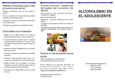 Triptico El Alcoholismo En El Adolescente PPT