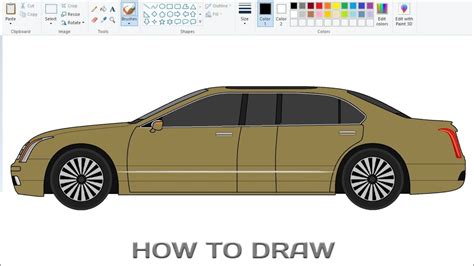 How To Draw Limousine Car On Computer Using Ms Paint Car Drawing