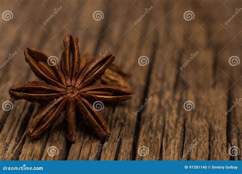 Star Anise On Old Wooden Table Stock Photo Image Of Seasoning