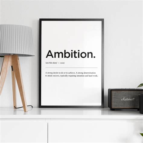 Ambition Definition Office Wall Art Home Office Prints Etsy