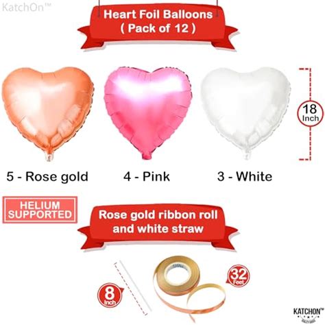 Rose Gold And Pink Heart Balloons 18 Inch Pack Of 12