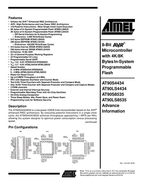 Unlock The Potential Atmel Bit Microcontroller Datasheet Breakdown