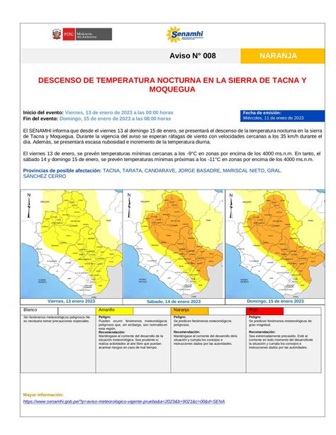 Aviso Meteorológico Dz7 No 008 2023 Descenso De La Temperatura Nocturna En La Sierra De