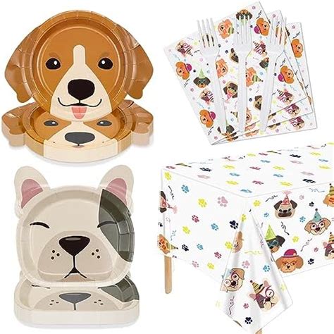 Amazon.com: Dog Party Decorations Set Paper 20pcs Plates and 20pcs ...