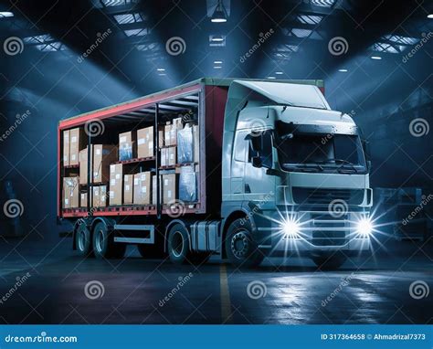 Logistics Delivery At The Warehouse Using A Truck Stock Illustration