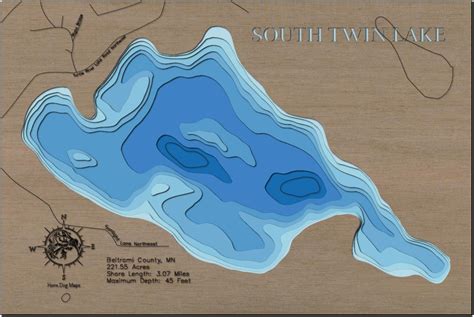 South Twin Lake In Beltrami County Mn Horn Dog Maps