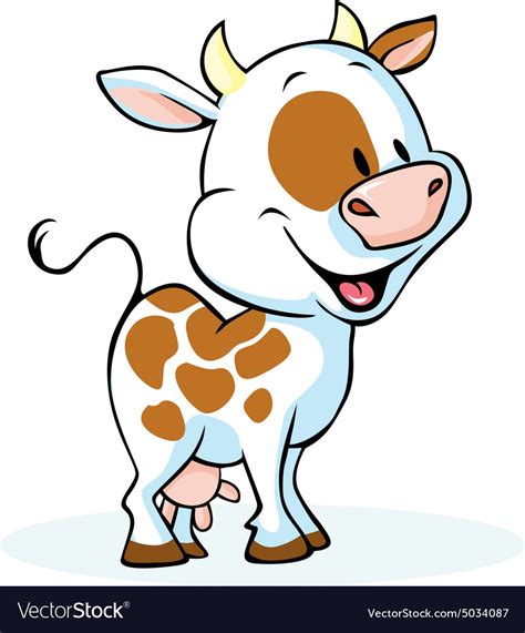 Funny cow cartoon standing and smiling Royalty Free Vector