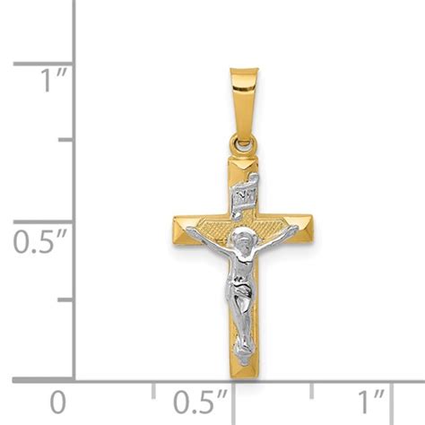 K Two Tone Gold Inri Hollow Crucifix Pendant In Xr