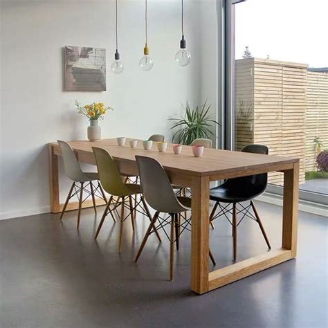 Rectangle Solid Wood Table With Double Pedestal Modern Dining Table For