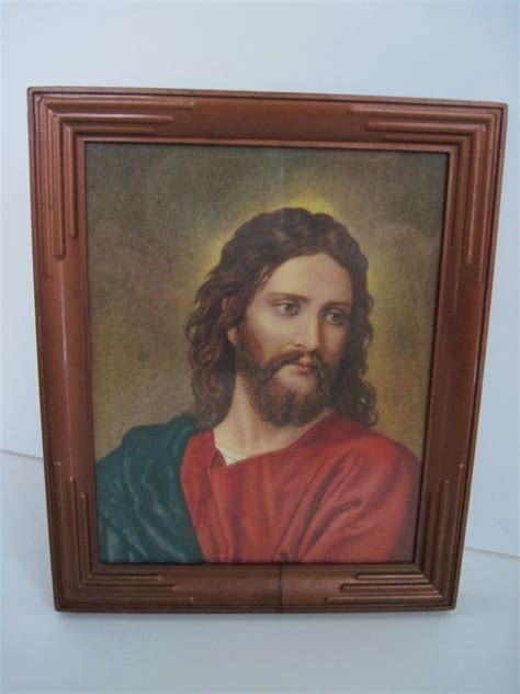 Small Vintage Jesus Framed Picture Childrens Bible Etsy