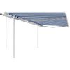 Toldo Manual Retráctil Toldo Parasol Marquesina Con Postes Azul Y