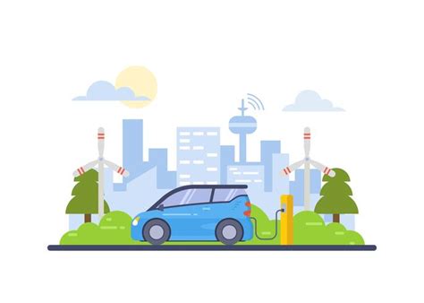 Smart City And Electric Car Illustration 179885 Vector Art at Vecteezy