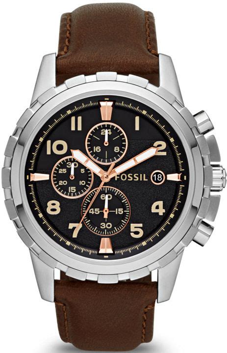 Men S Fossil Dean Chronograph Leather Strap Watch FS4828