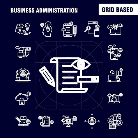 Business Administration Line Icons Set For Infographics Mobile UXUI Kit And Print Design Include ...