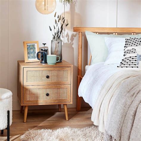 Kubu Rattan 2 Drawer Bedside Table Homebase Bamboo Bedroom Rattan