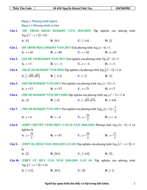 SOLUTION Nbv Chuy N 12 Ph Ng Tr Nh M Ph Ng Tr Nh Logarit 1 Studypool