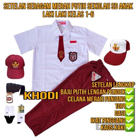 Jual Setelan Seragam Sekolah Merah Putih Sekolah Sd Anak Laki Laki Baju