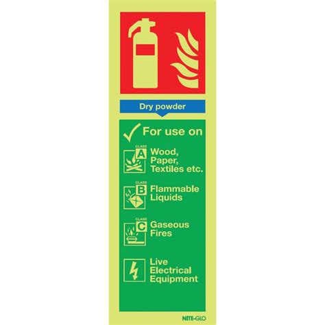 Sitesafe Dry Powder Fire Extinguisher Photoluminescent Vinyl Sign