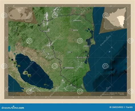 Atlantico Sur Nicaragua High Res Satellite Labelled Points Of Cities