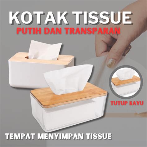 Jual Kotak Box Wadah Tissue Tisu Transparan Transparant Bening Putih