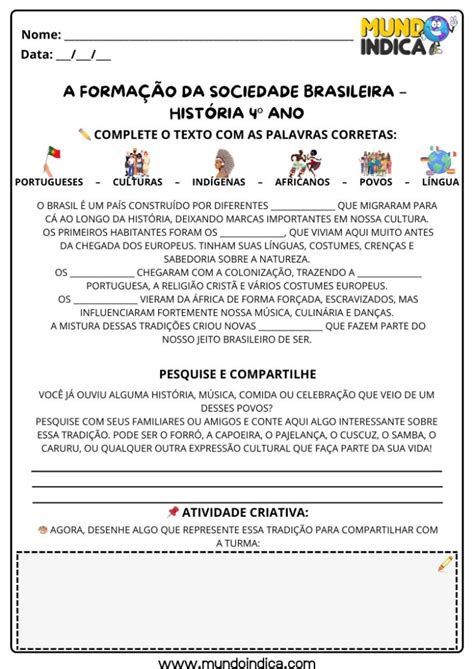 Conteudo De Historia 4 Ano Ensino Fundamental - 20 Atividades de História para o 4º Ano do Ensino Fundamental
