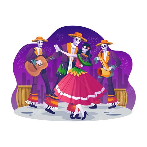 Day Of Dead Dia De Los Muertos Mexican Holiday With Dancing Catrina