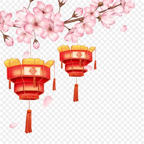 Chinese New Year Lantern White Transparent Japanese New Year Sakura