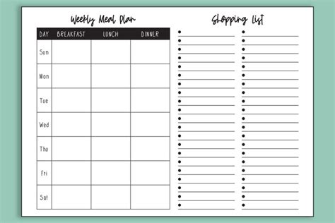 Printable Weekly Meal Planner With Grocery List