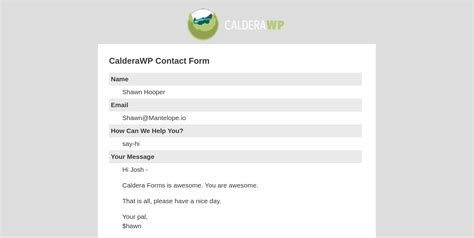 Mail Templates - WordPress Form Builder | Caldera Forms