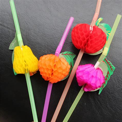 Pajitas de plástico con frutas para Bar pipeta desechable de colores