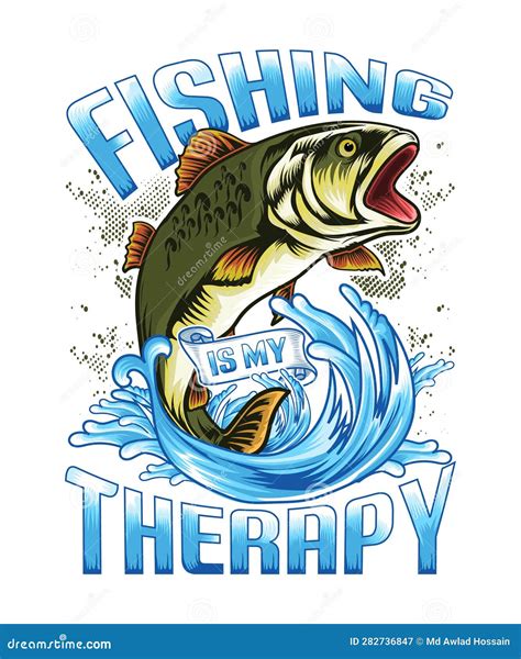 Fishing Is My Therapy Graphic Fishing T Shirt Design Stock Vector