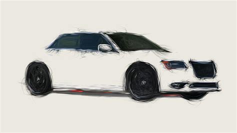 Chrysler 300 Srt8 Car Drawing Digital Art By Carstoon Concept Fine